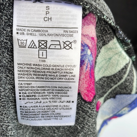 Old Navy Pink and Blue Floral Long Sleeve Black Dress with Ruffled Collar Small - Picture 9 of 12